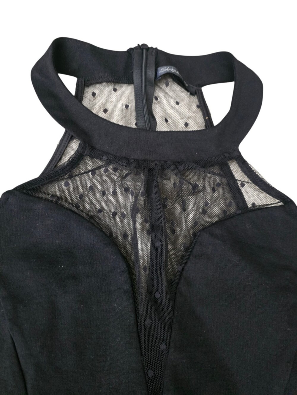 Shinestar Black Mesh Polka Dot Bodycon Cocktail Dress Women’s Medium - Picture 6 of 9